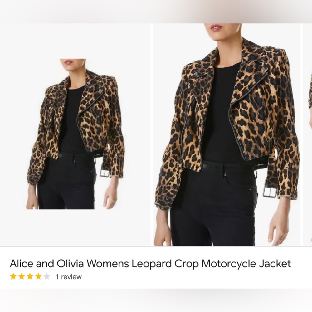 Alice and Olivia cropped leopard motorcycle jacket